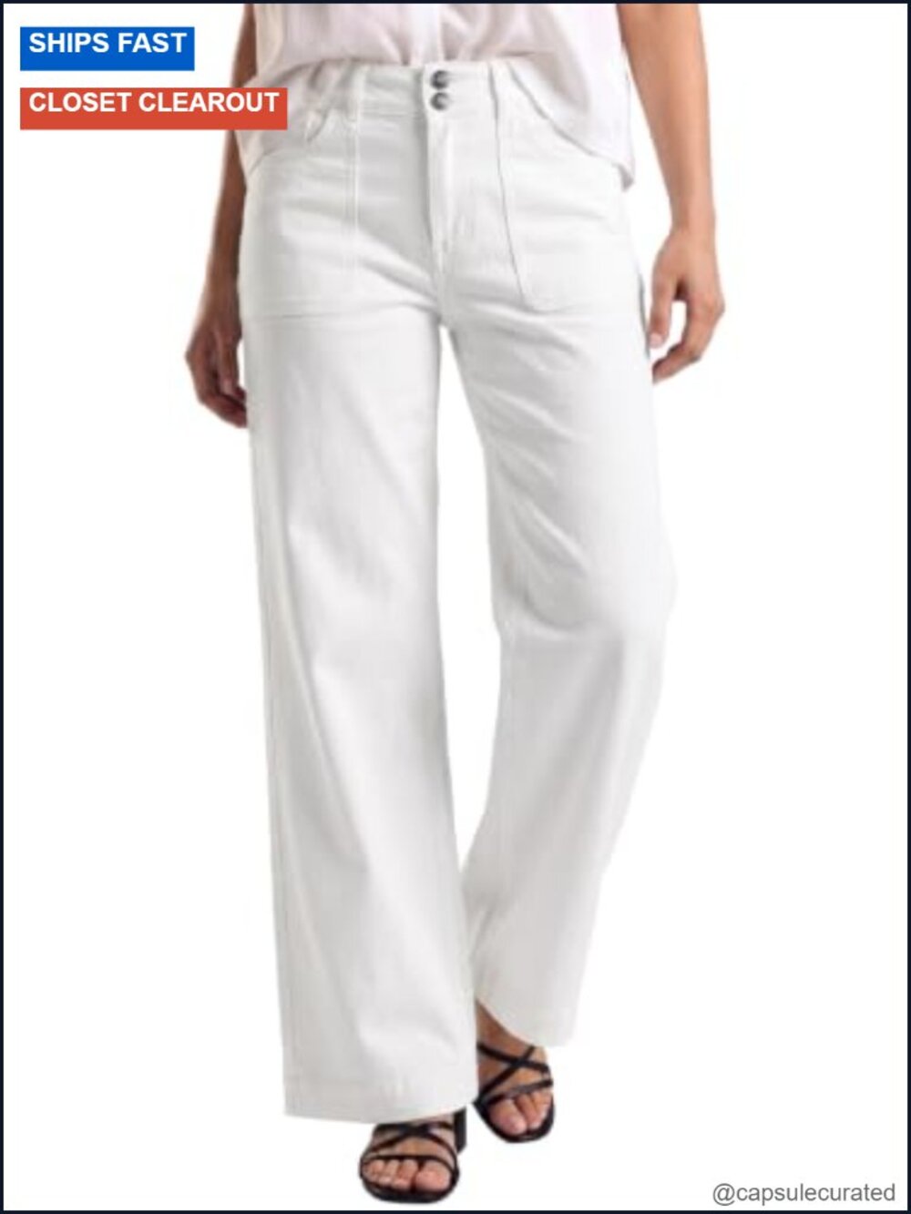 High Waisted Straight Leg Jeans Tummy Control Double Button Stretchy Denim